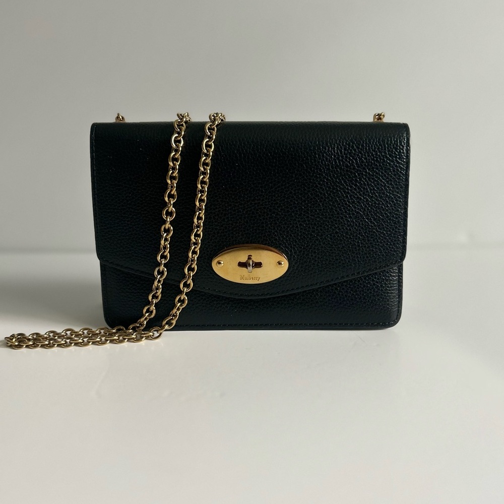 Black Leather Mulberry Darley Shoulder Bag Gold Hardware Convertible Crossbody